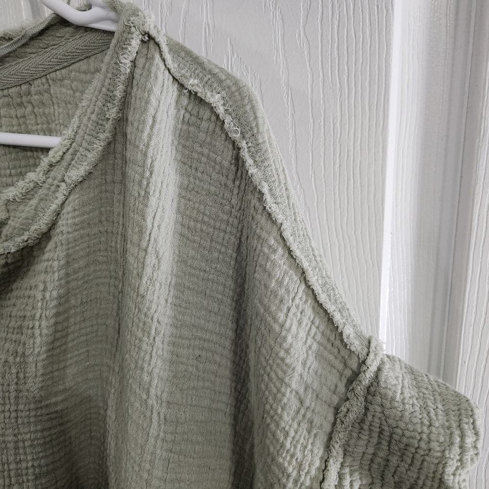 We the free green oversized tunic grunge boho cottagecore asymmetrical fairy XL - Picture 7 of 9